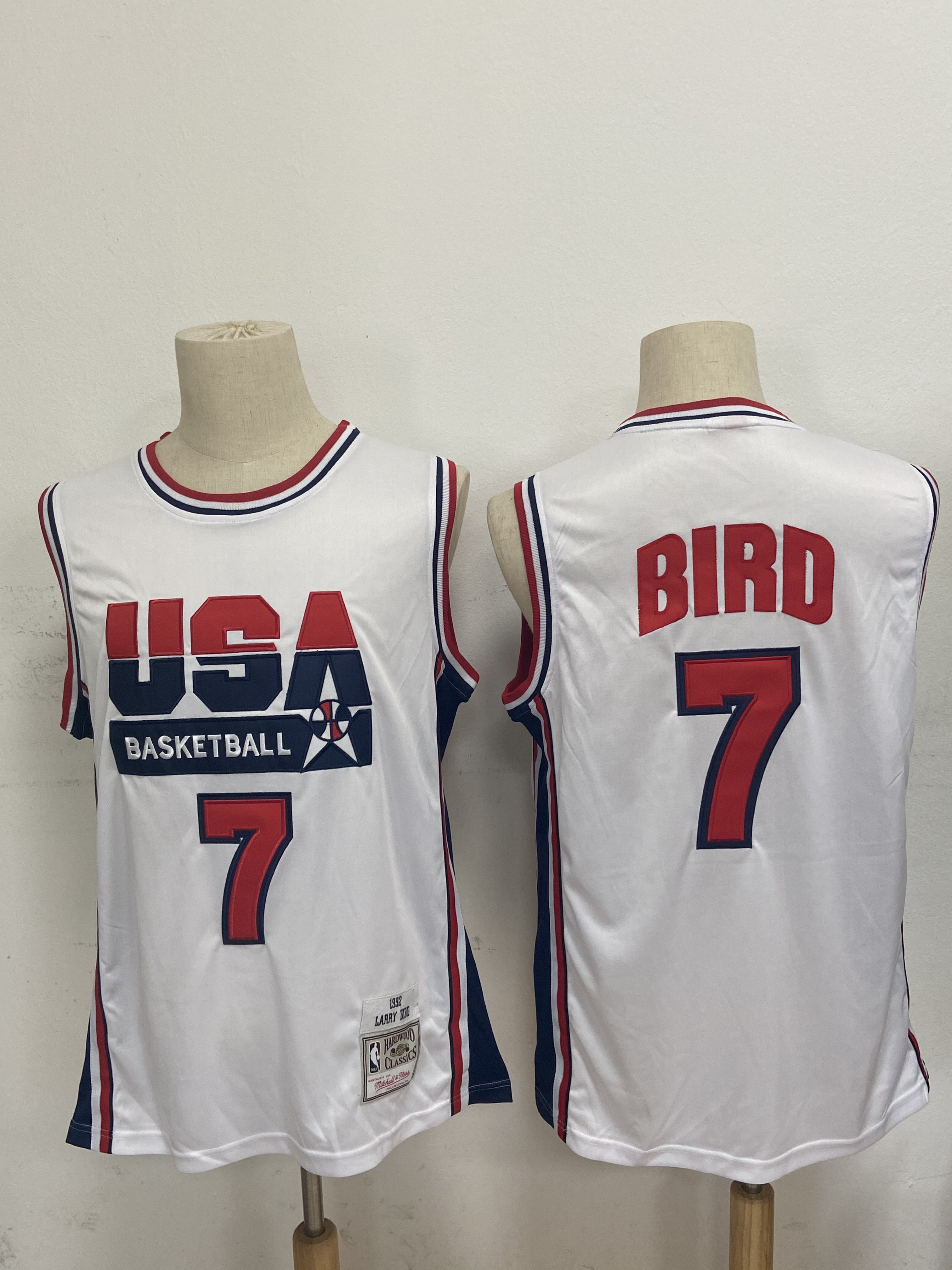 Men USA Basketball 7 Bird White Stitched Throwback NBA Jersey